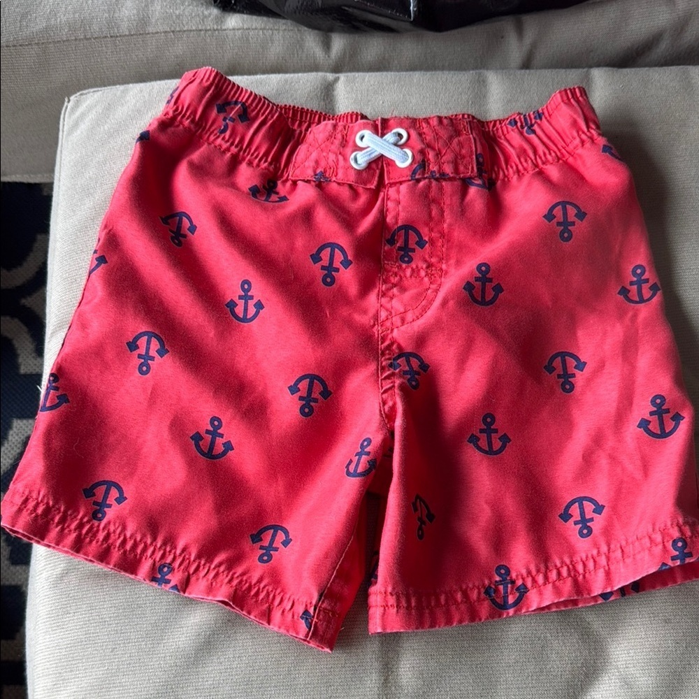 Circo Anchor Print Kids Swim Trunks - Red with blue, 3T, preowned - Picture 5 of 9